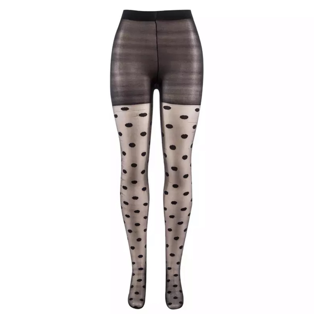 New Black Polka Dot Pantyhose Tights - Picture 3 of 3